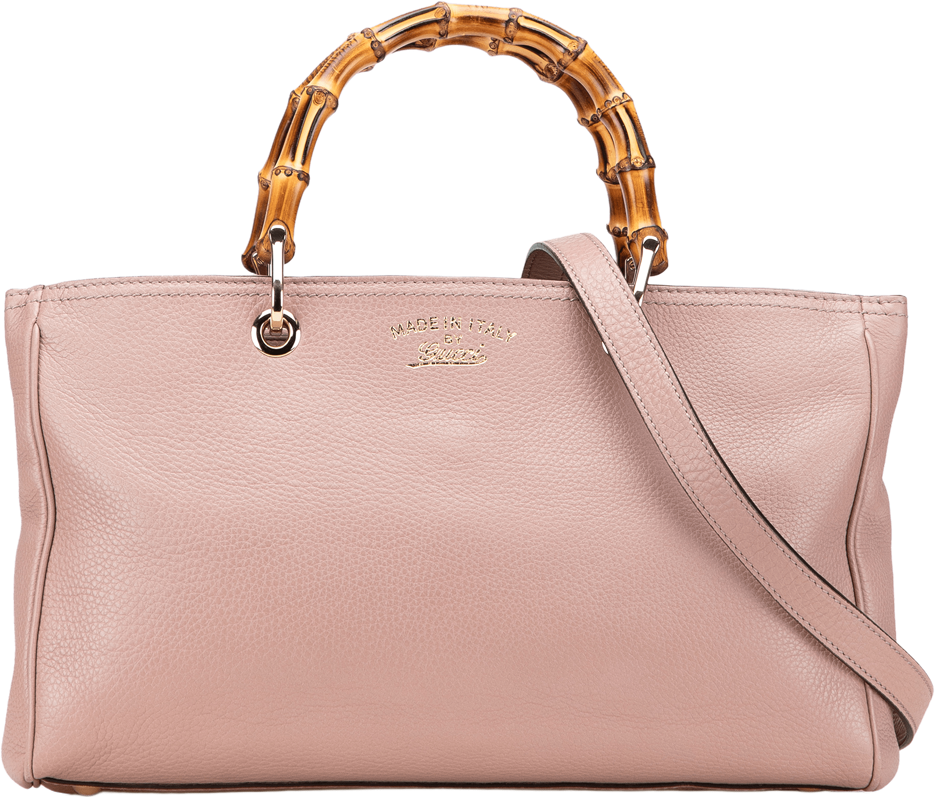 Gucci Medium Calfskin Bamboo Shopper Satchel, från Luxclusif, i färgen pink.
