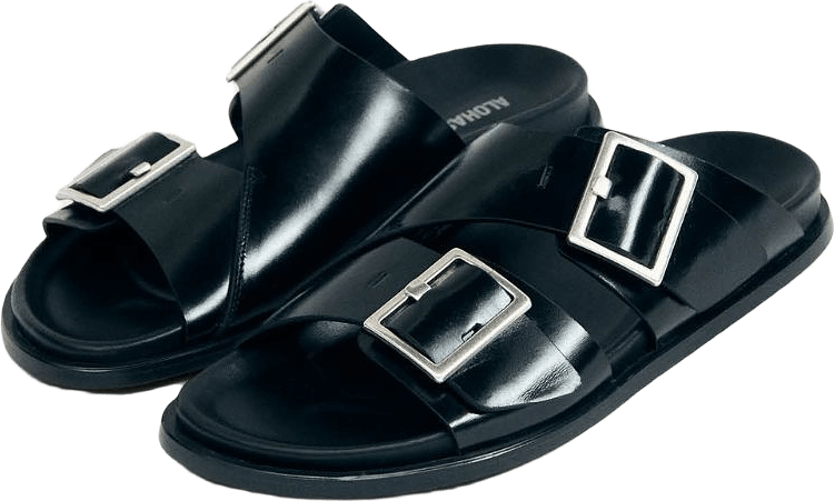 Alba Black Leather Sandals