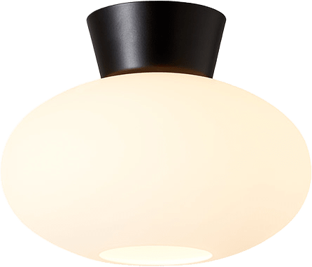 Plafond Bullo Ø27, från Belid, i färgen mattsvart/opal glas.