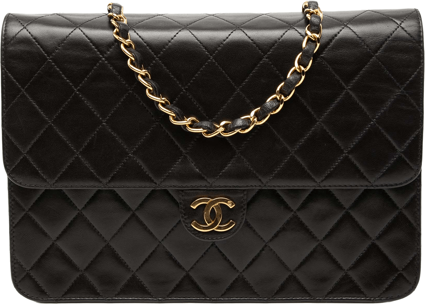 Chanel Medium Cc Quilted Lambskin Single Flap, från Luxclusif, i färgen black.