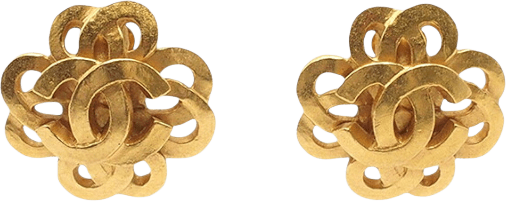 Chanel Gold Plated Cc Flower Clip On Earrings, från Luxclusif, i färgen gold.