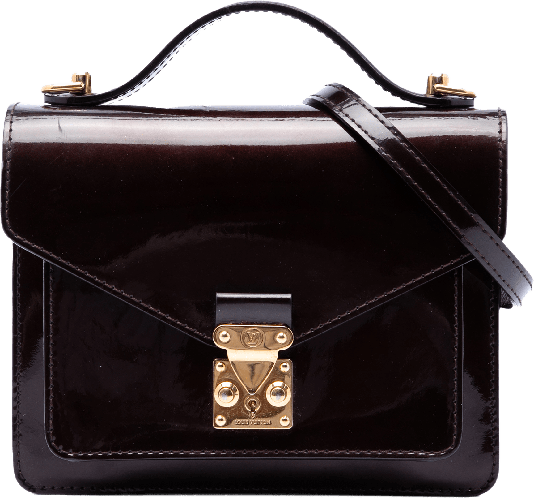 Louis Vuitton Vernis Monceau Bb, från Luxclusif, i färgen purpur.