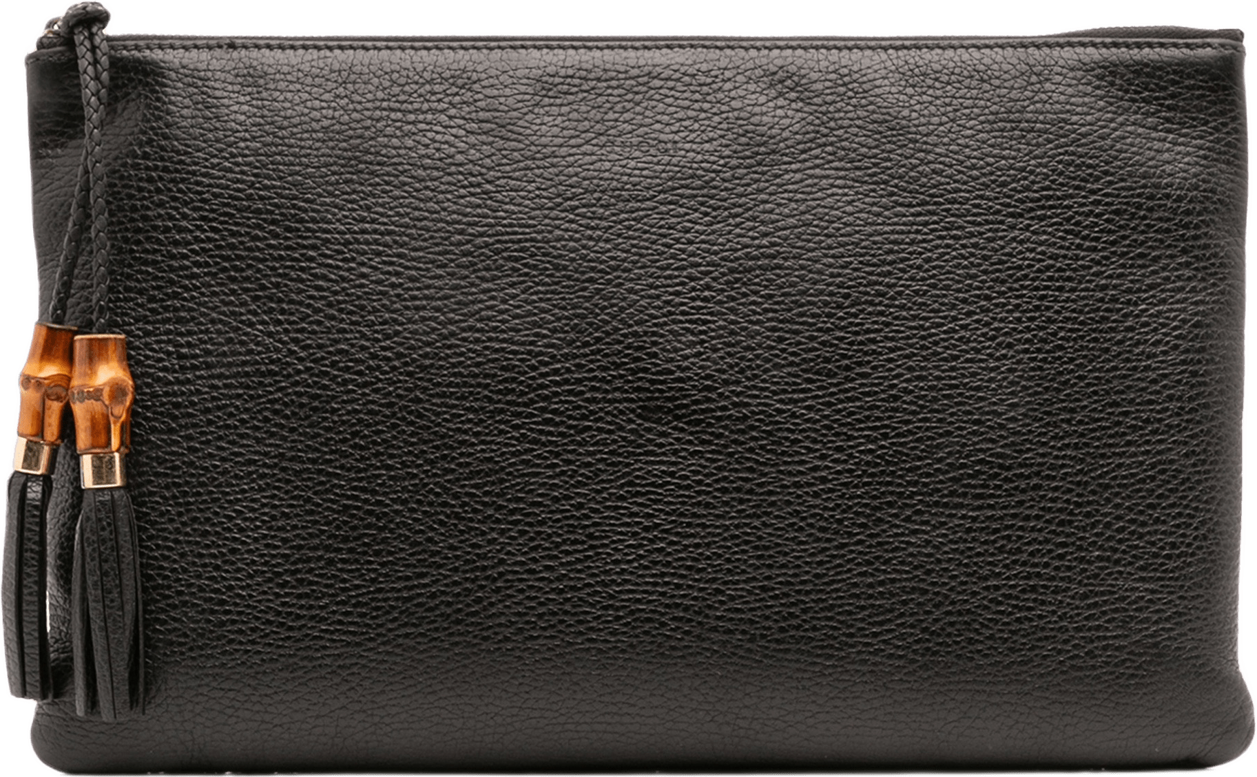 Gucci Calfskin Bamboo Tassel Clutch, från Luxclusif, i färgen black.