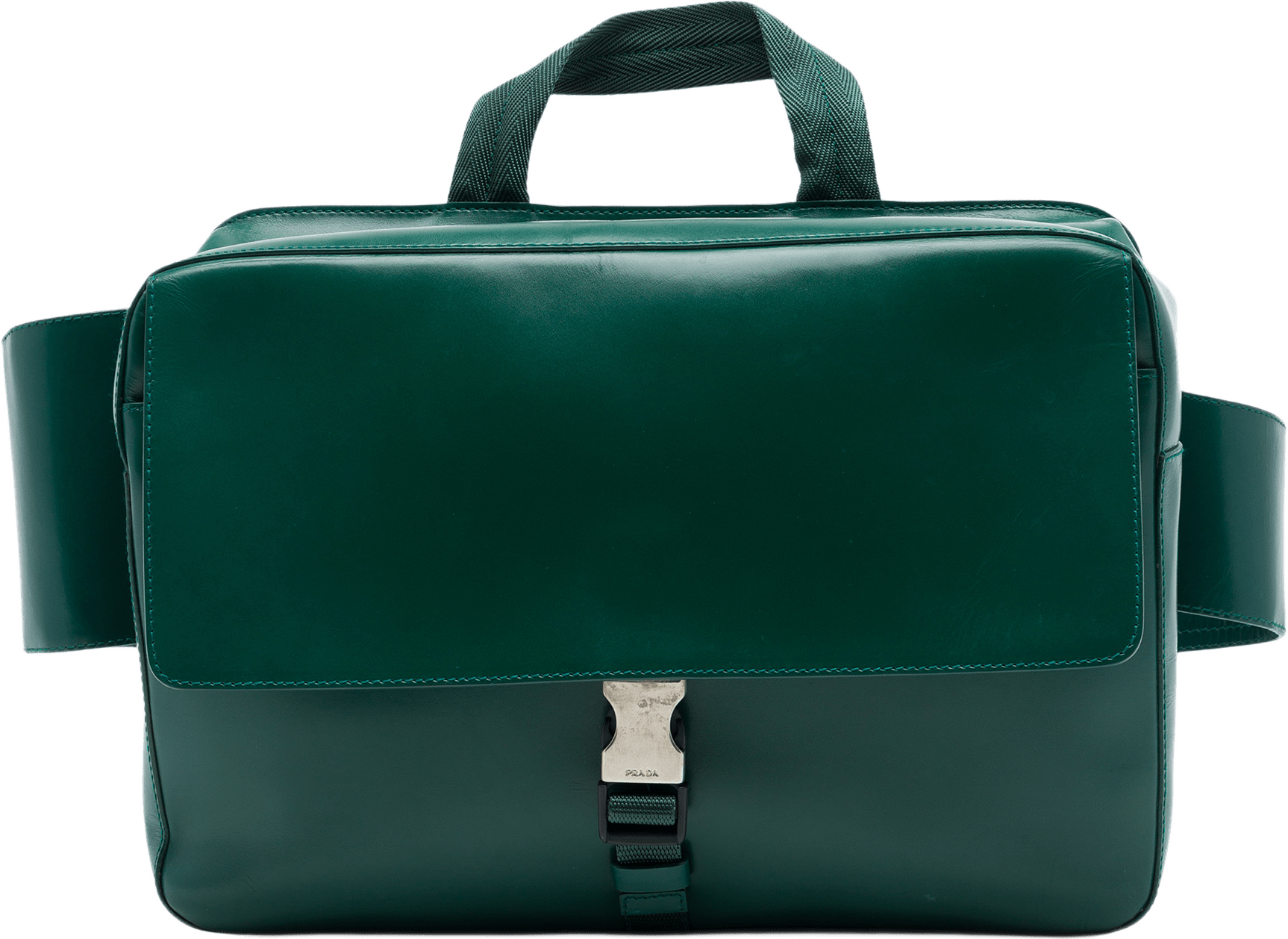 Prada Calfskin Convertible Belt Bag, från Luxclusif, i färgen grön.