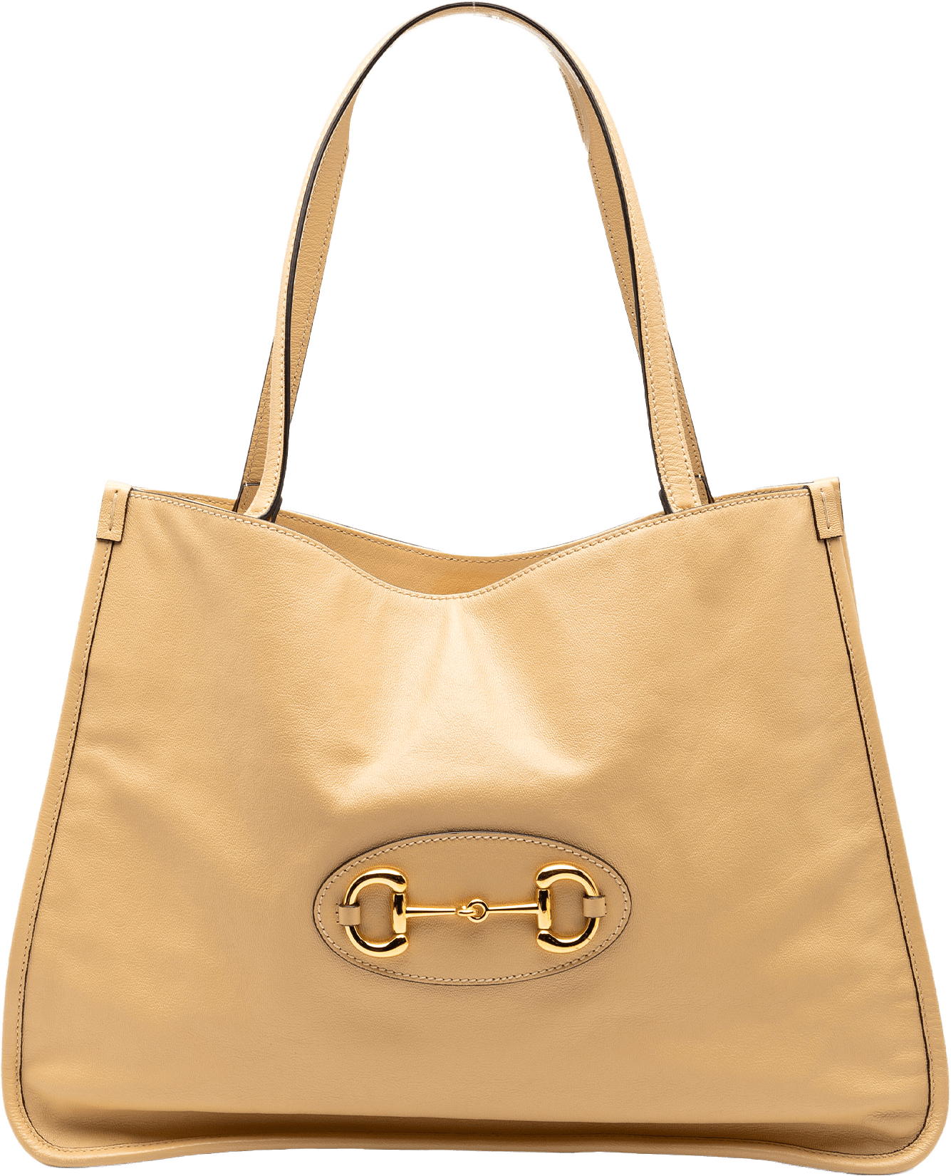 Gucci Medium Leather Horsebit 1955 Tote, från Luxclusif, i färgen light beige.