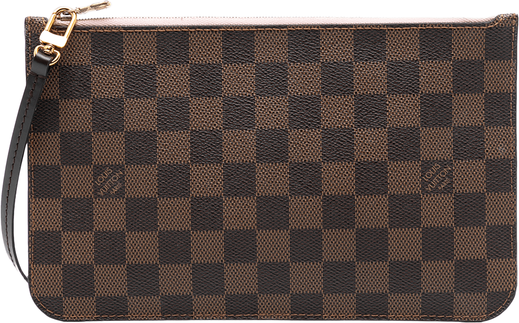 Louis Vuitton Damier Ebene Neverfull Pouch Mm, från Luxclusif, i färgen brown.
