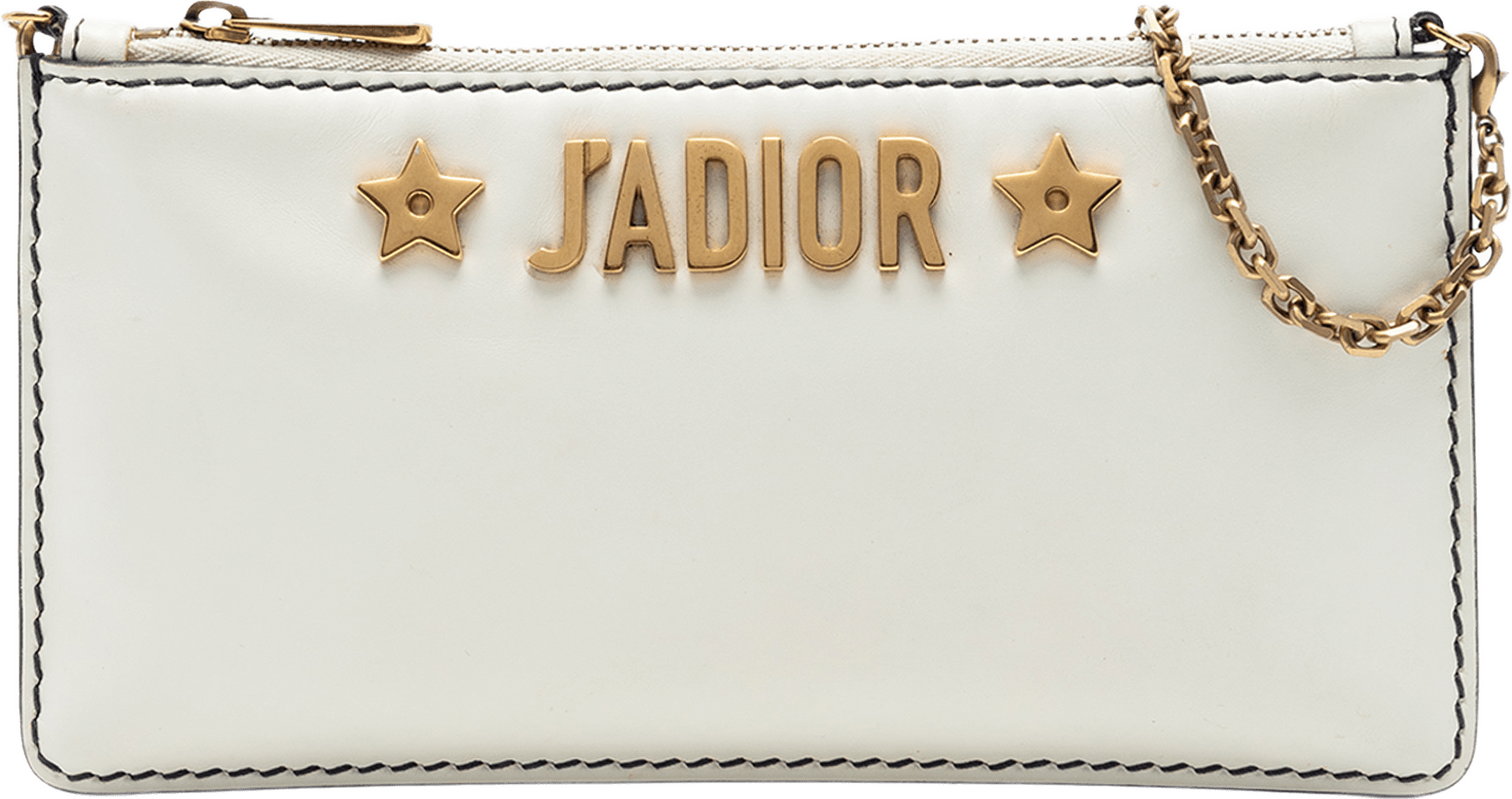 Dior Calfskin Jadior Croisiere Chain Pouch, från Luxclusif, i färgen vit.