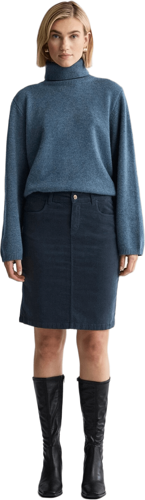 Kjol Minicord Lisa, från Newhouse, i färgen marinblå.