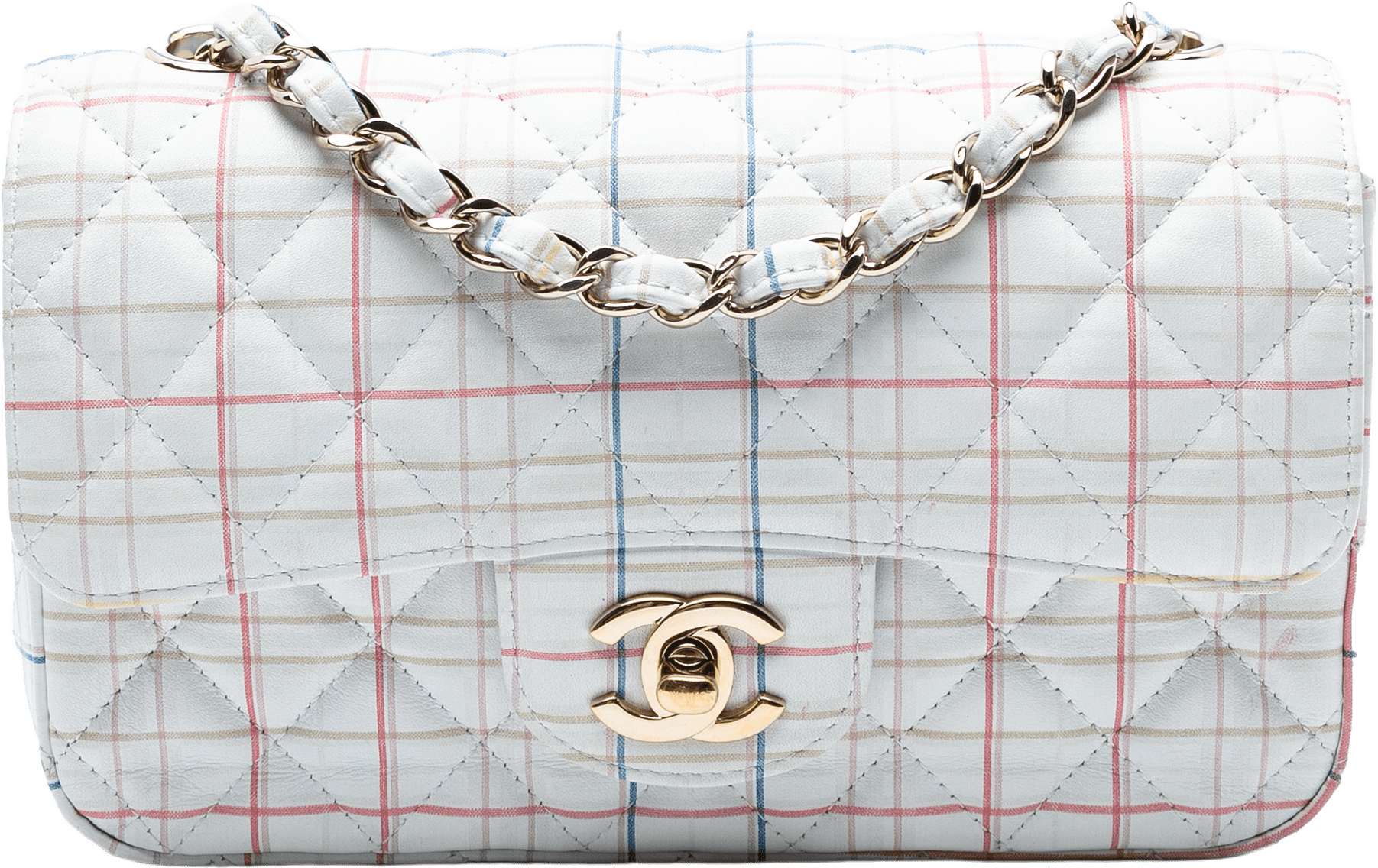 Chanel Mini Rectangular Classic Printed Calfskin Single Flap, från Luxclusif, i färgen white.