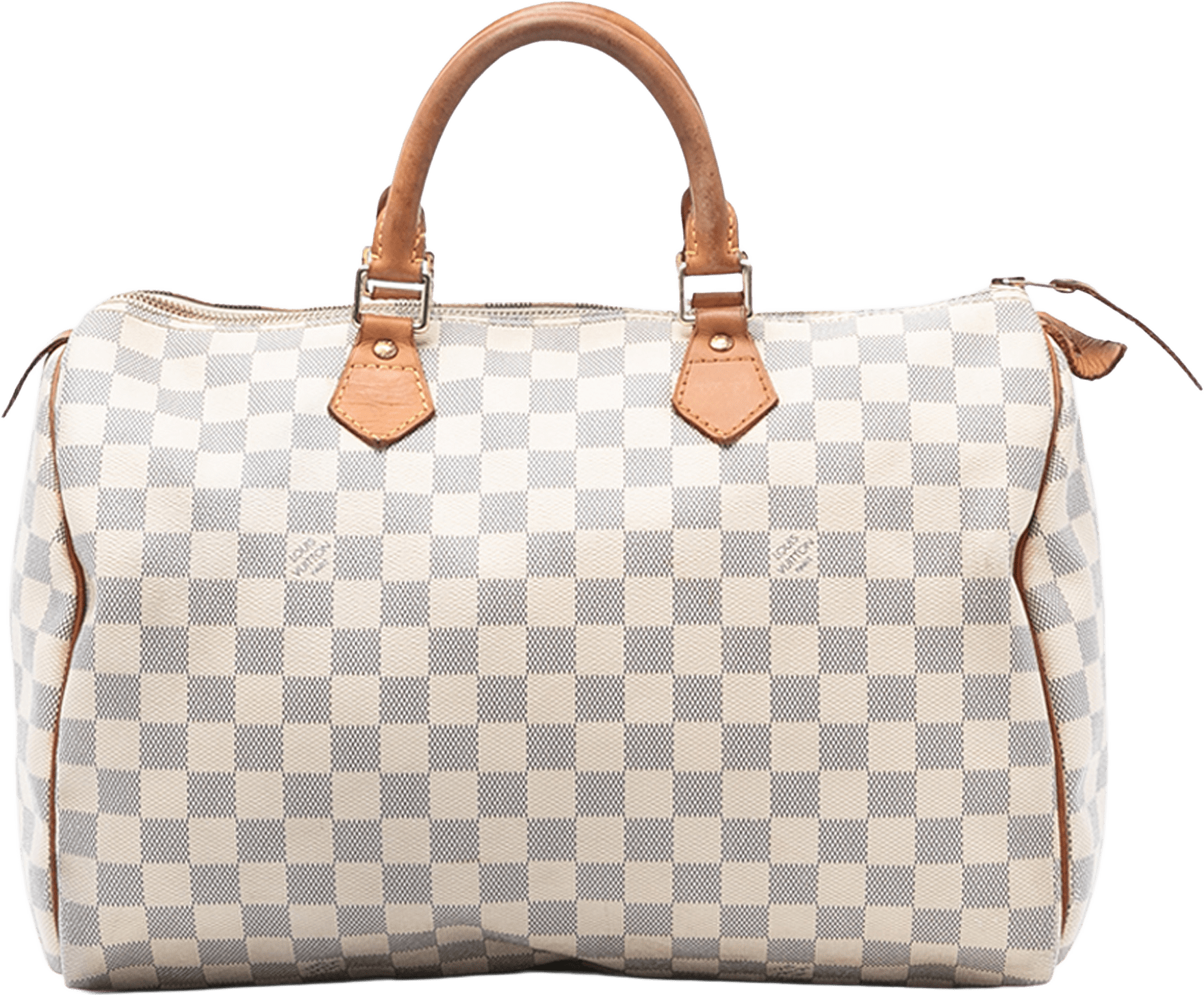 Louis Vuitton Damier Azur Speedy 35, från Luxclusif, i färgen white.