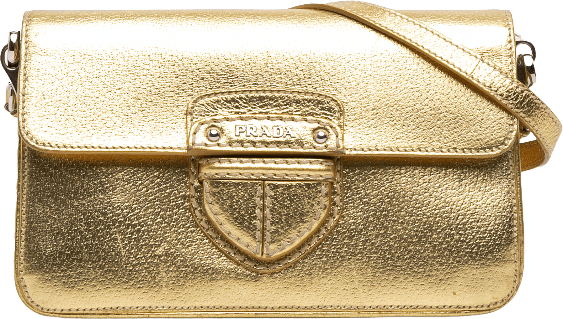 Prada Metallic Cinghiale Crossbody, från Luxclusif, i färgen gold.