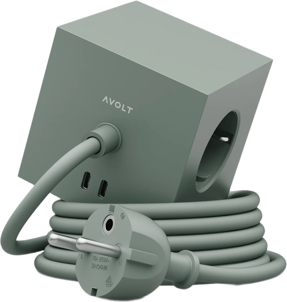 Grenuttag Square 1 Usb-c 30w 1,8 M, från Avolt, i färgen grön.