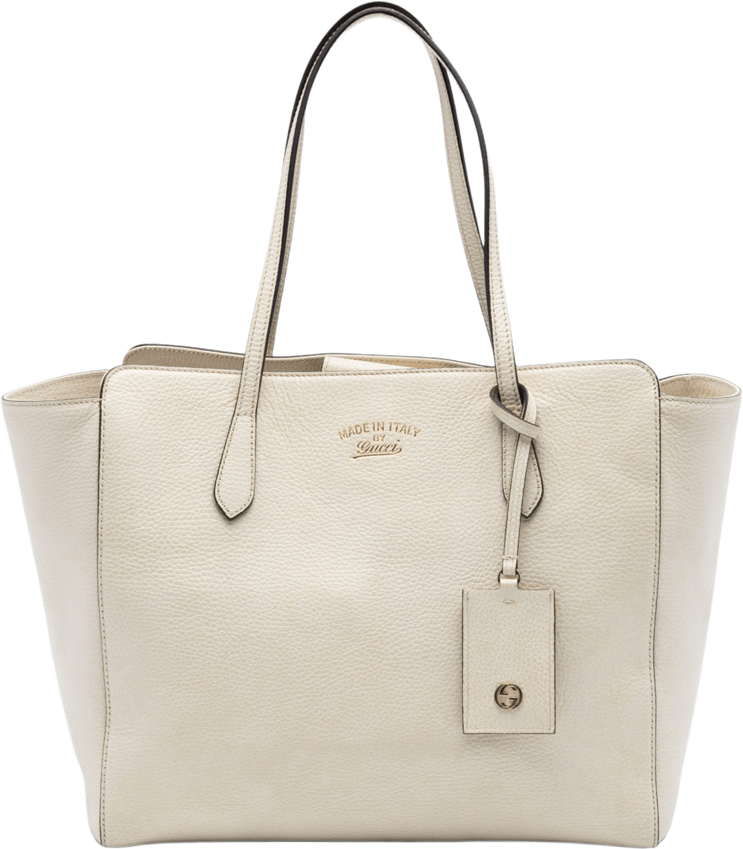 Gucci Medium Leather Swing Tote, från Luxclusif, i färgen white.