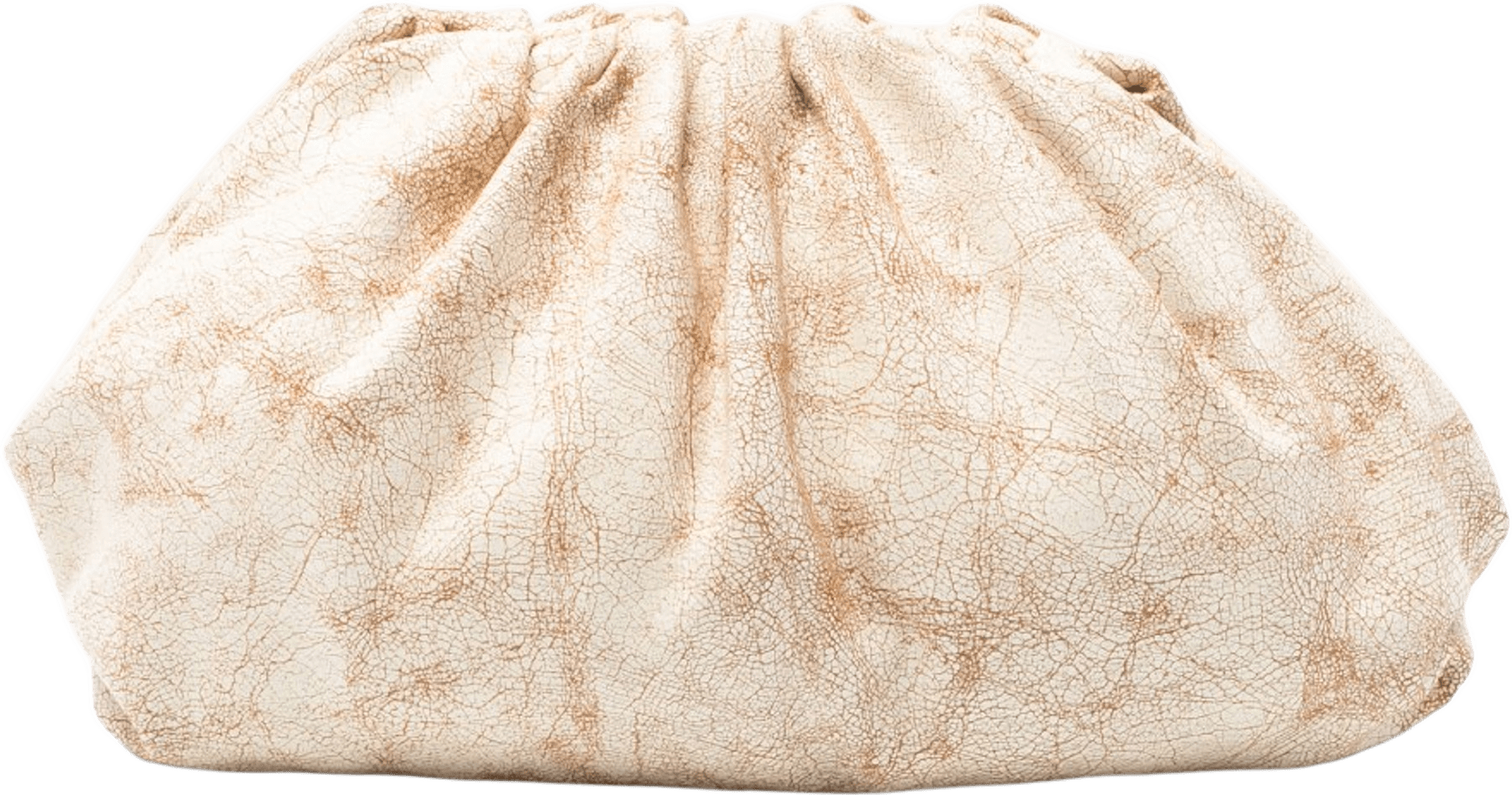 Bottega Veneta Crackled Calfskin The Pouch, från Luxclusif, i färgen beige.