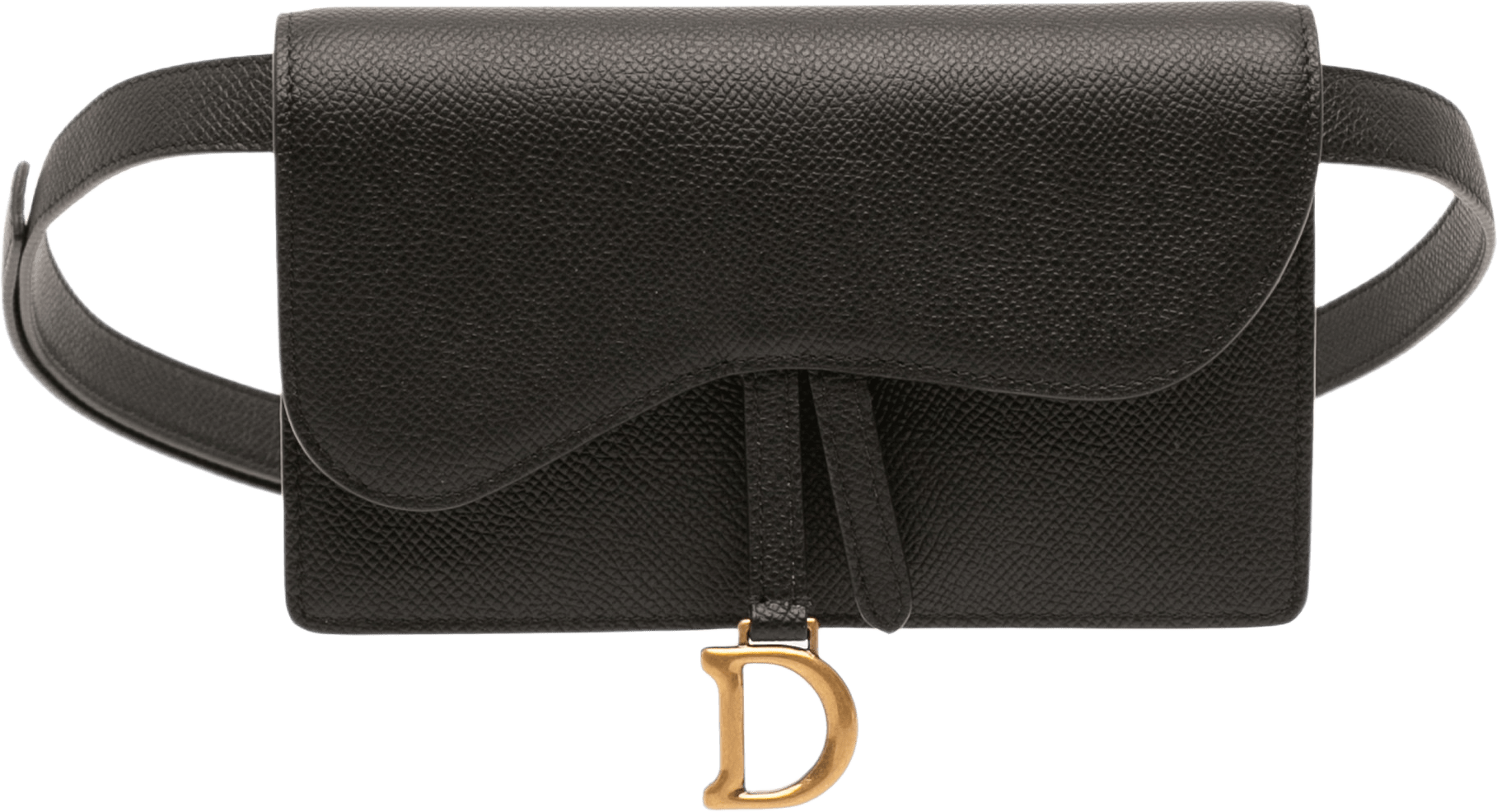 Dior Grained Calfskin Saddle Belt Pouch, från Luxclusif, i färgen svart.