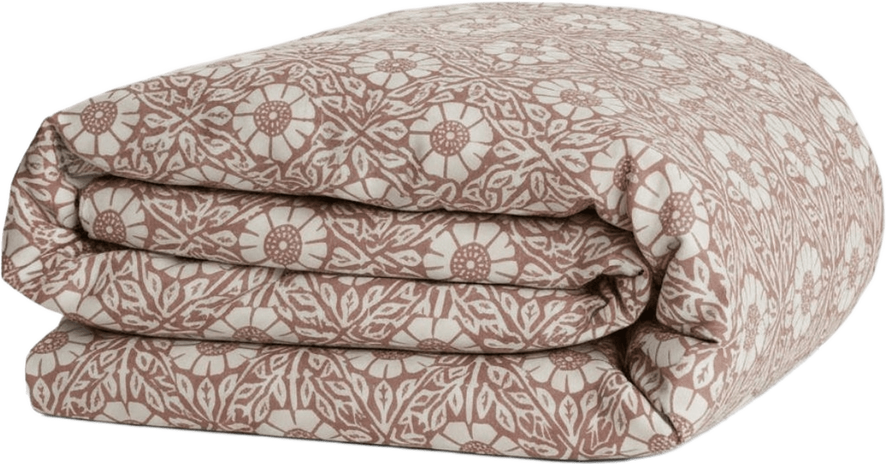 Folkness-täcke, från Folkness, i färgen nyponros red.