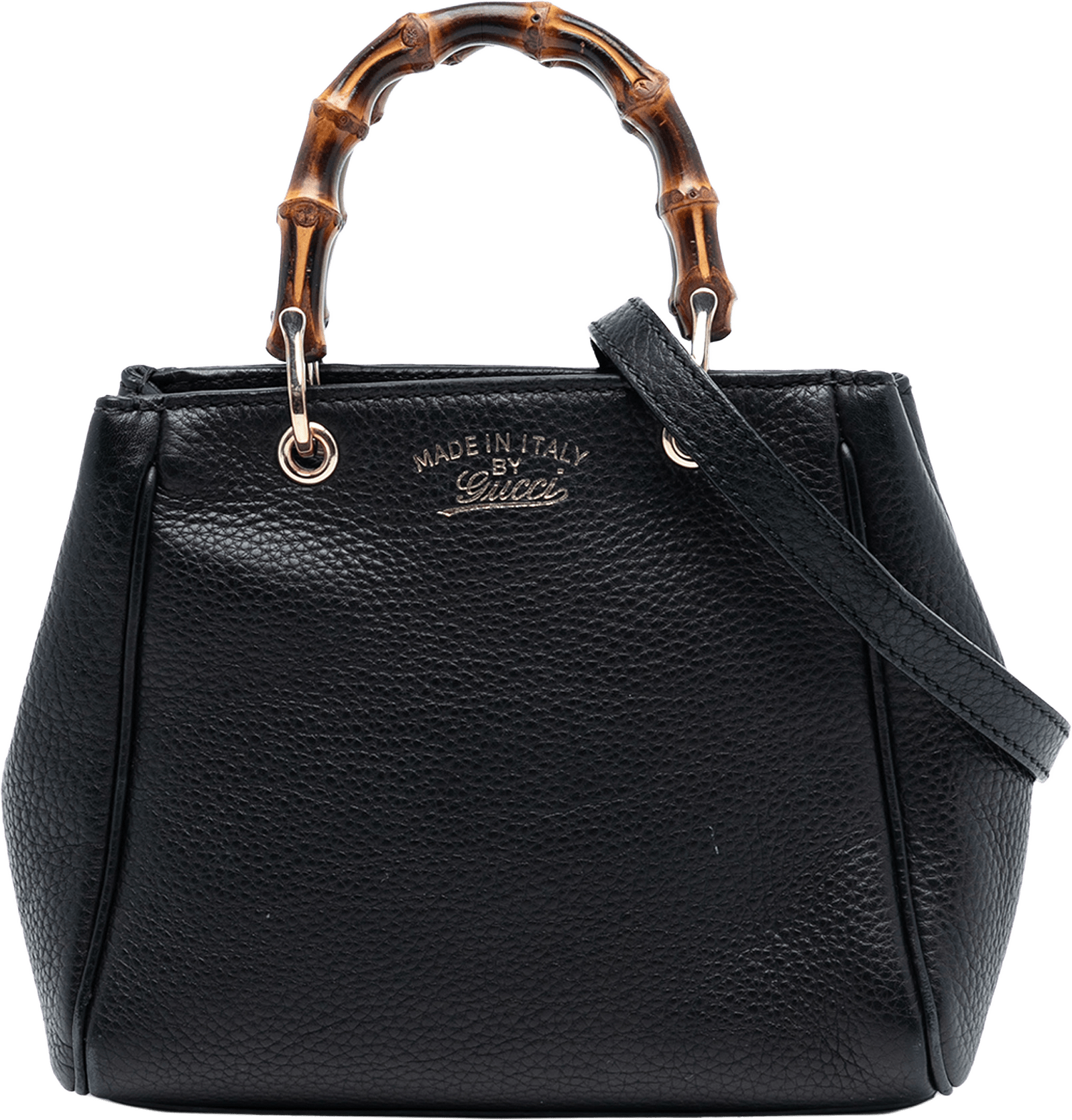 Gucci Mini Calfskin Bamboo Shopper Satchel, från Luxclusif, i färgen black.