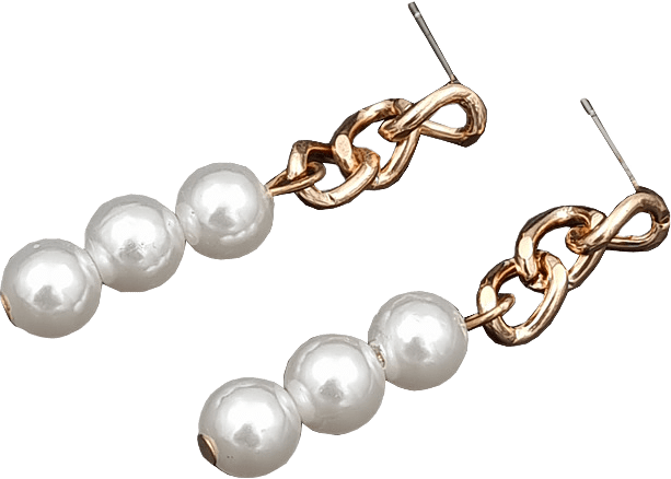 Örhänge Med Hängade Kedja Med Pärlor, från Complement, i färgen white pearl.