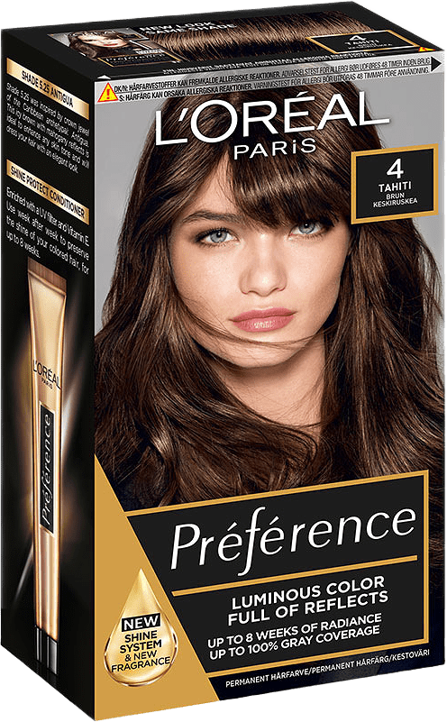 Préférence, permanent hårfärg, från L'Oréal Paris, i färgen 4 Tahiti Brun.