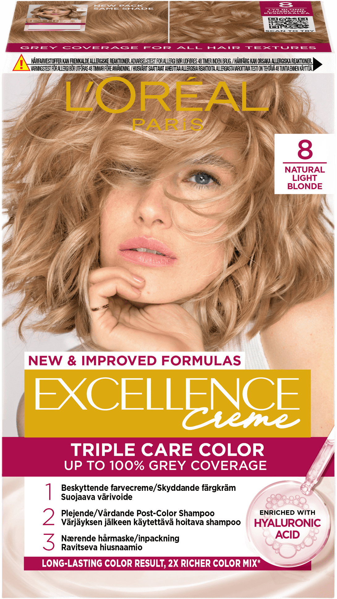 Excellence Créme, från L'Oréal Paris, i färgen 8 Natural Light Blonde.