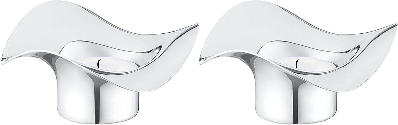 Ljusstakar för värmeljus, Cobra, 2 st, från Georg Jensen, i färgen Silver.