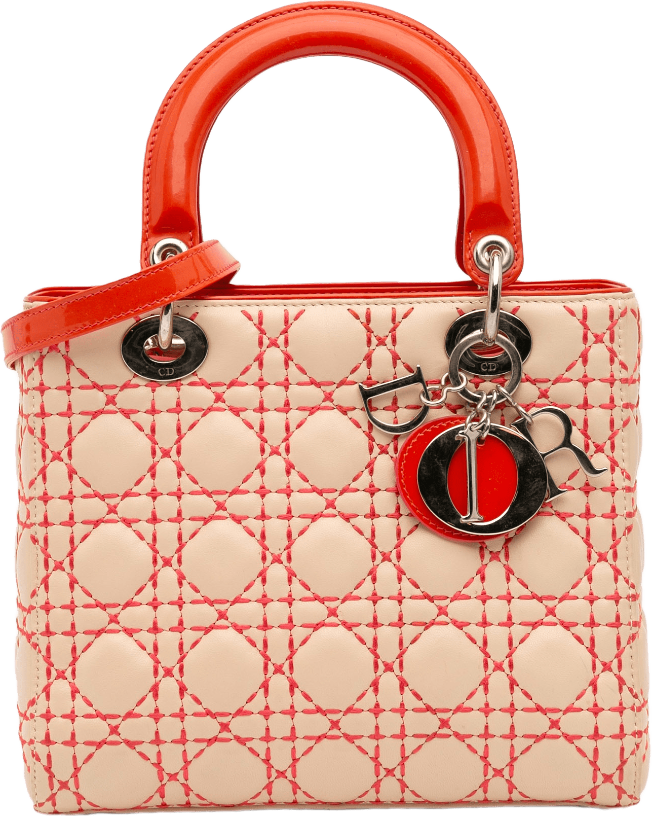 Dior Medium Lambskin Cannage Stitched Lady Dior, från Luxclusif, i färgen beige.