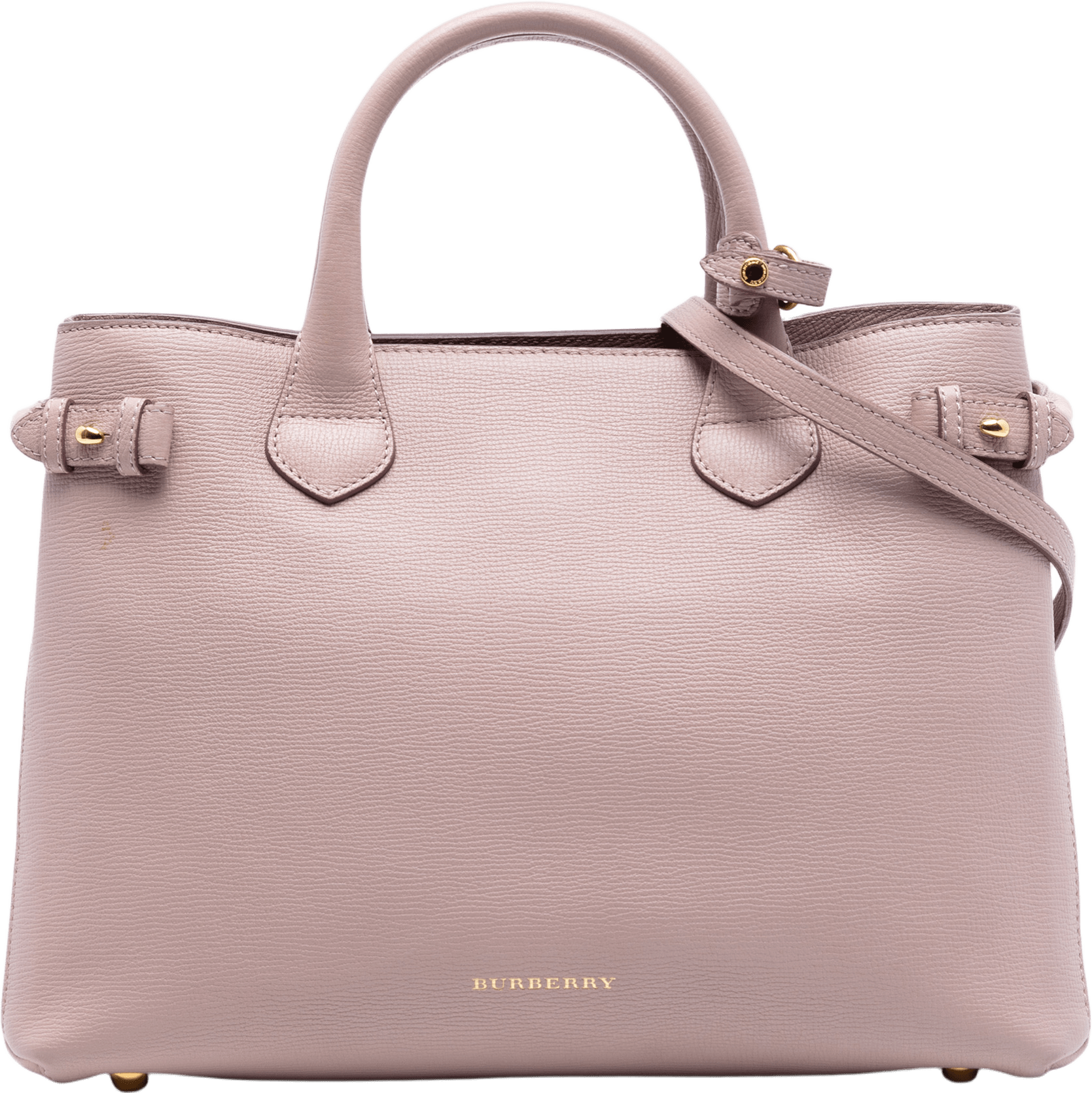 Burberry Medium Leather And House Check Banner Satchel, från Luxclusif, i färgen light pink.
