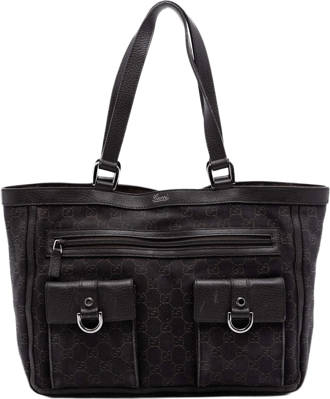 Gucci Gg Canvas Abbey D Ring Pocket Tote, från Luxclusif, i färgen dark brown.