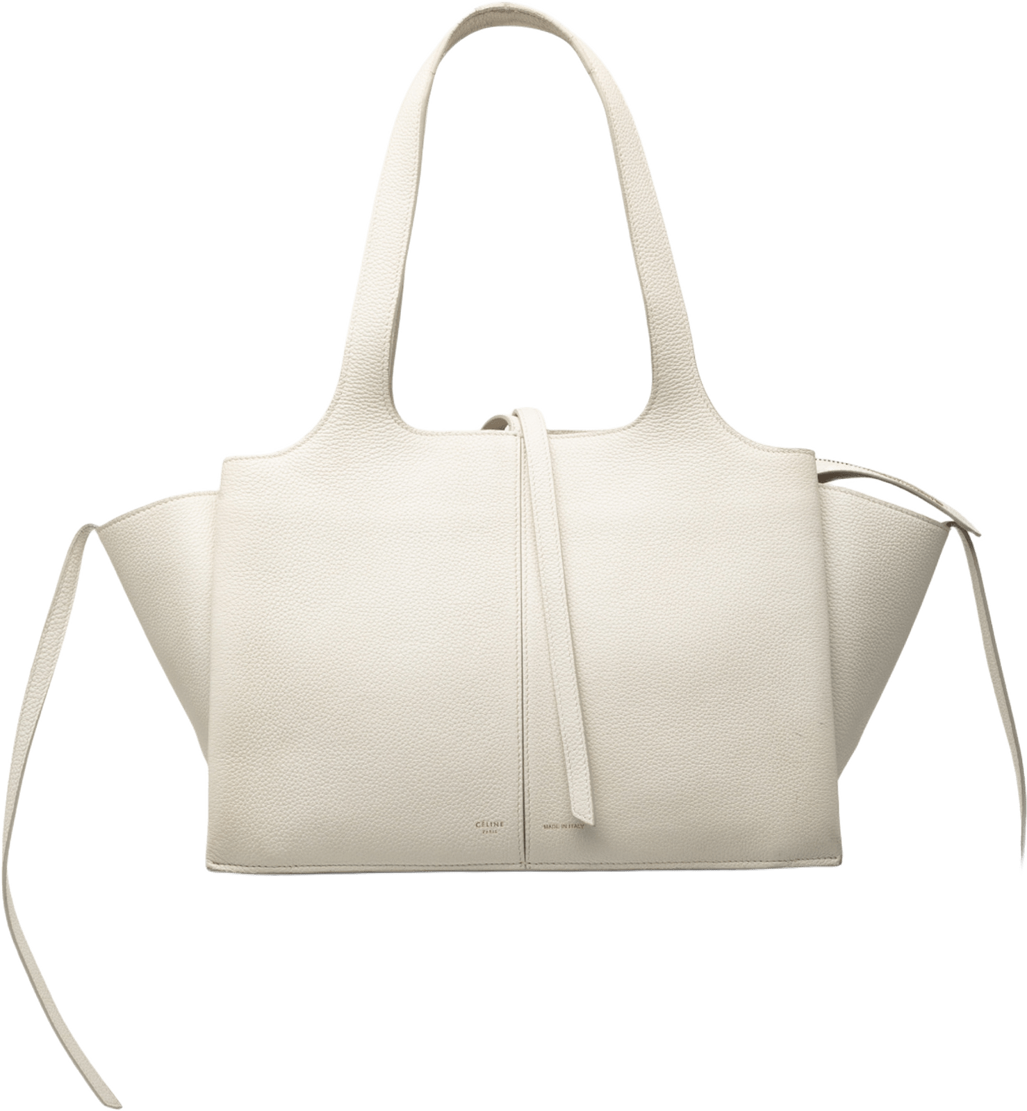 Celine Small Leather Trifold Tote, från Luxclusif, i färgen white.