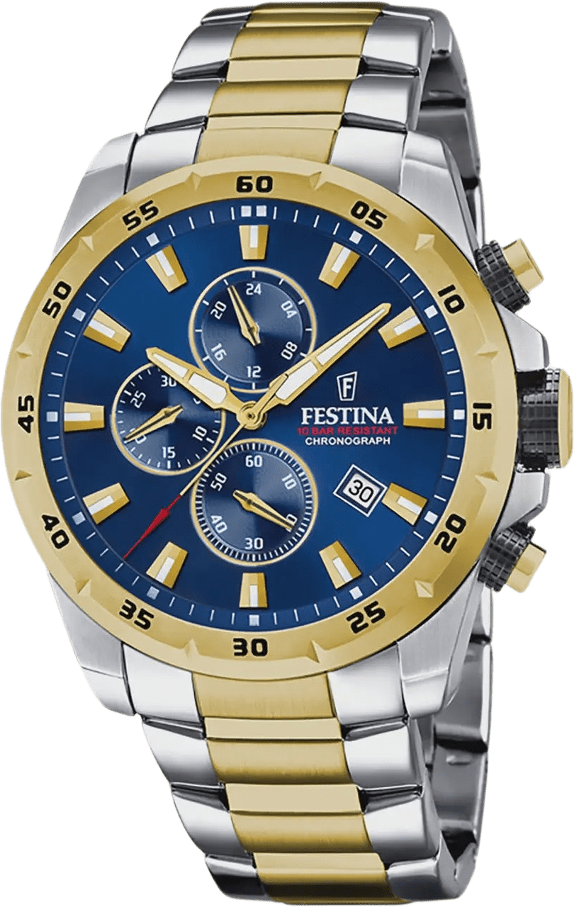 Festina Chrono Sport Herrklocka Bl/bicolor, Metallband - F20562/2, från Festina, i färgen gold/silver.