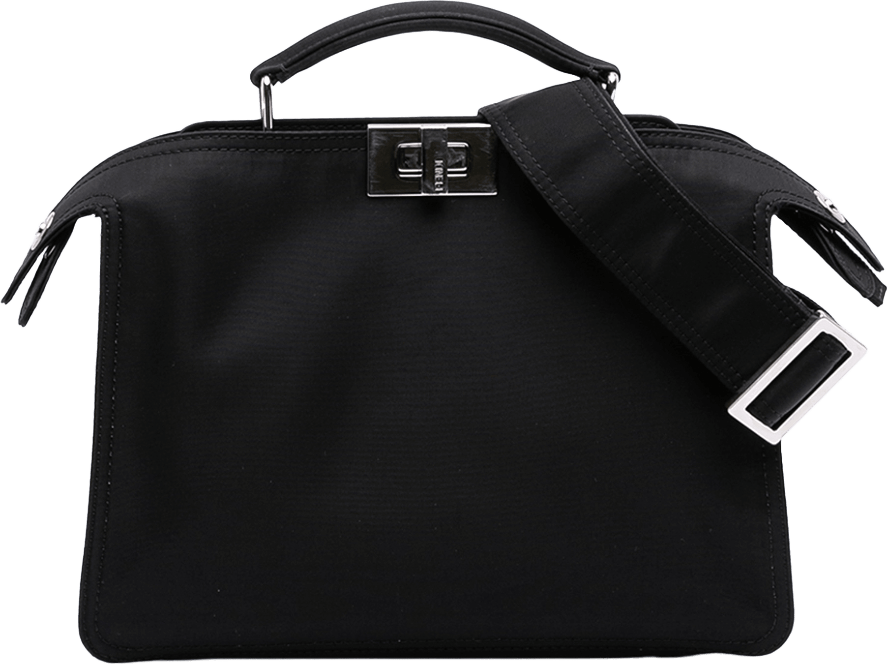 Fendi Small Nylon Peekaboo Iseeu Satchel, från Luxclusif, i färgen black.