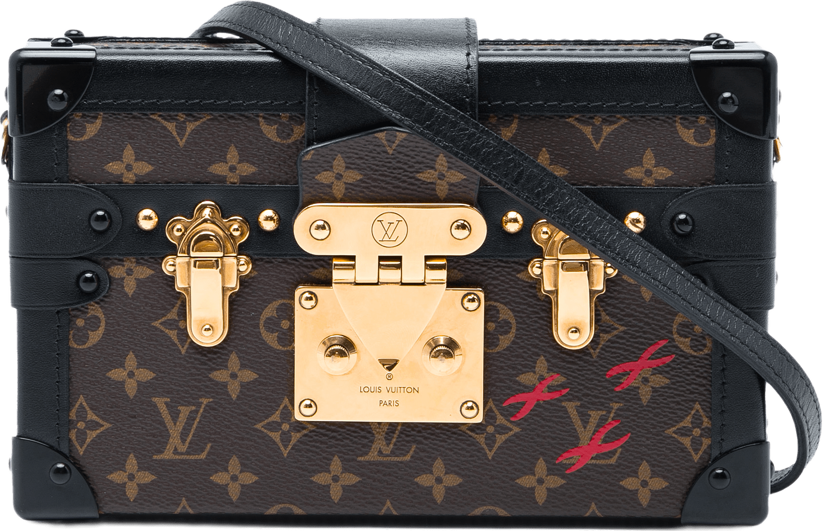 Louis Vuitton Monogram Petite Malle, från Luxclusif, i färgen svart.