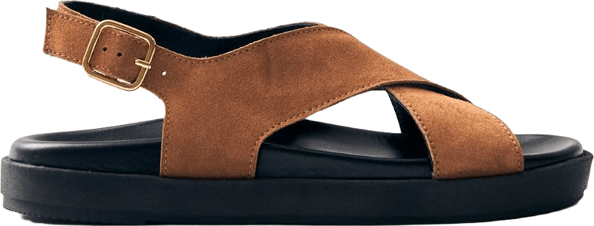 Nico Suede Brown Leather Sandals