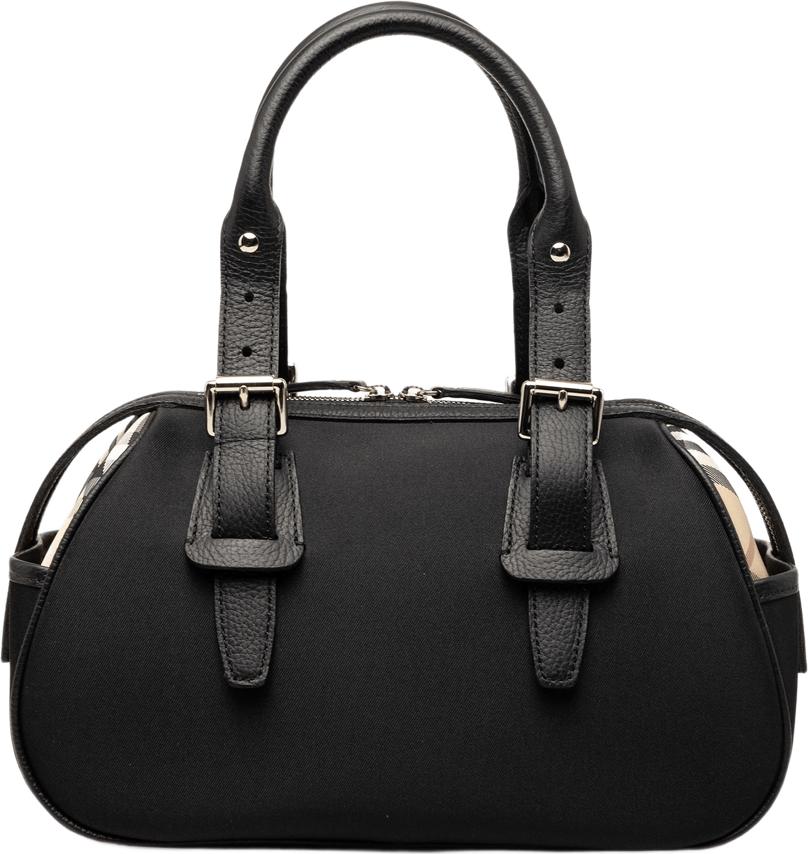 Burberry Nova Check Trimmed Nylon Handbag, från Luxclusif, i färgen black.