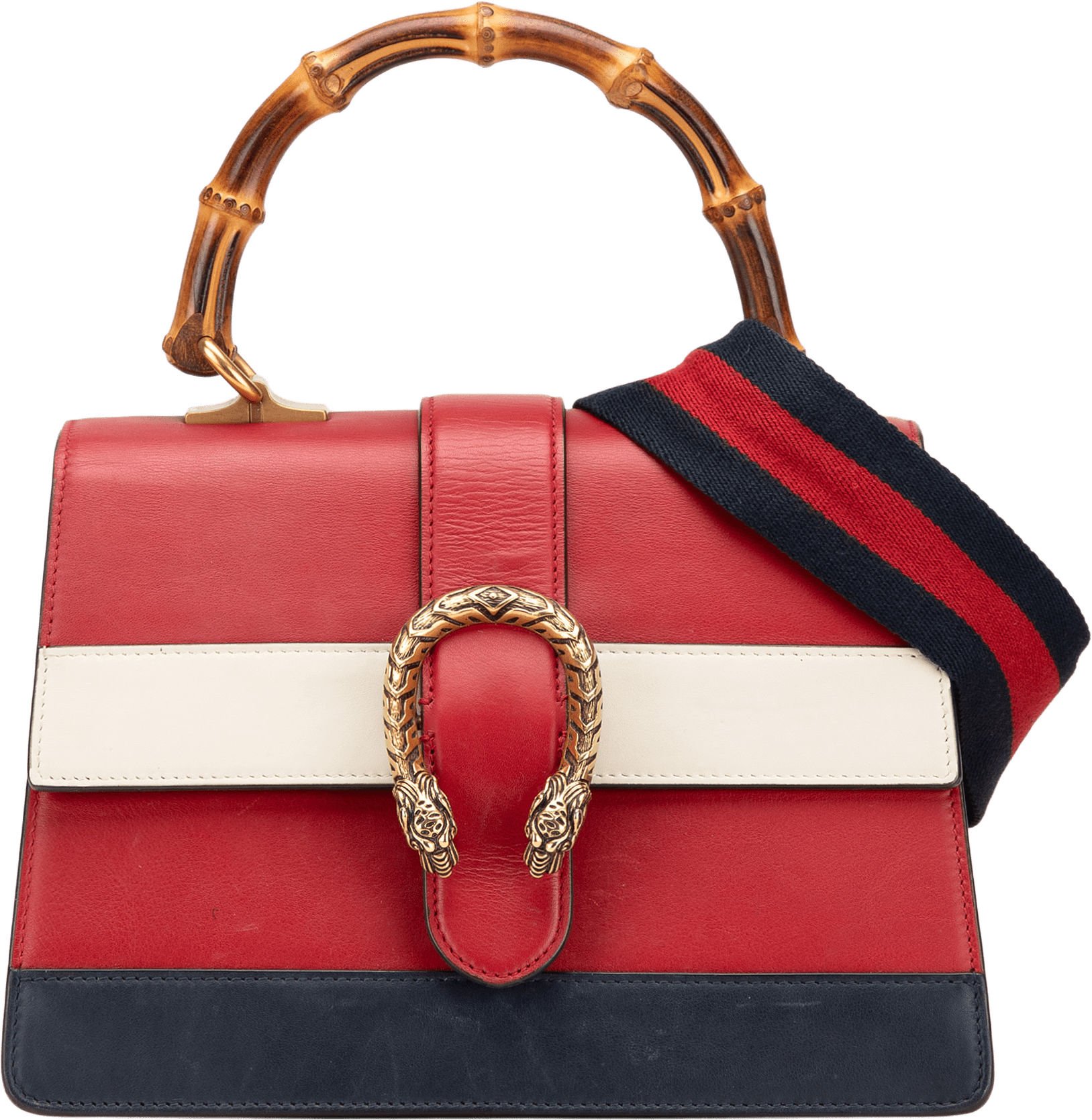 Gucci Medium Leather Bamboo Dionysus Web Satchel