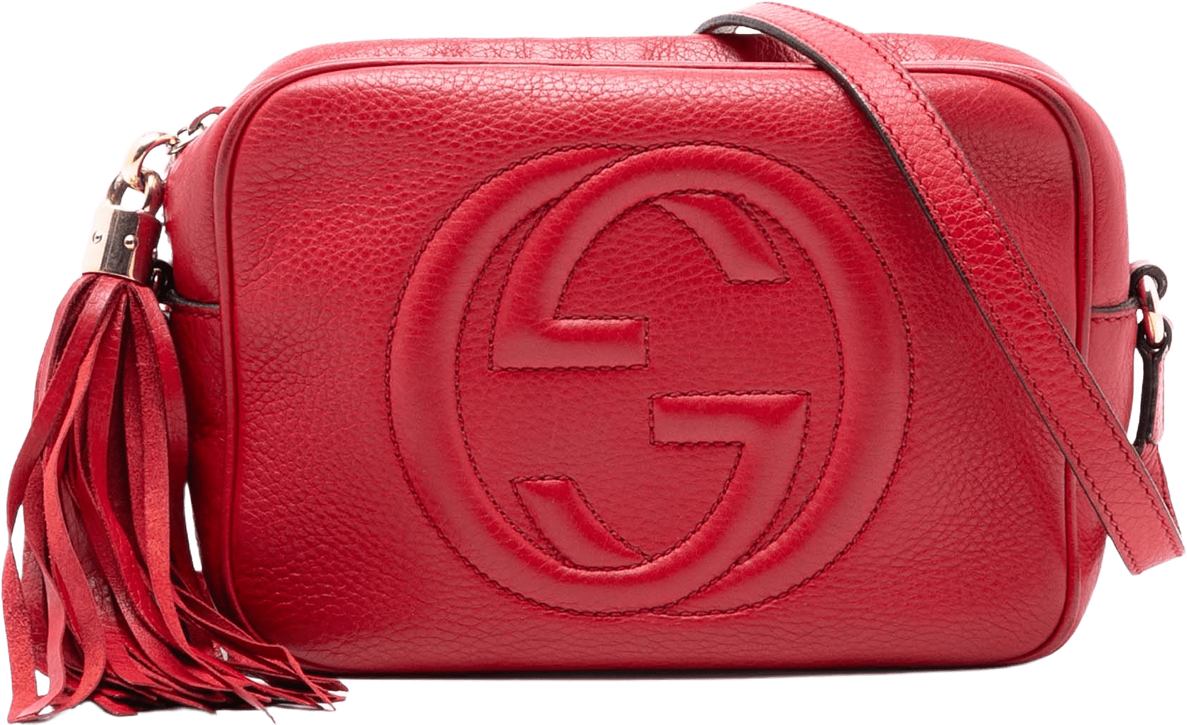 Gucci Leather Soho Disco Crossbody, från Luxclusif, i färgen red.