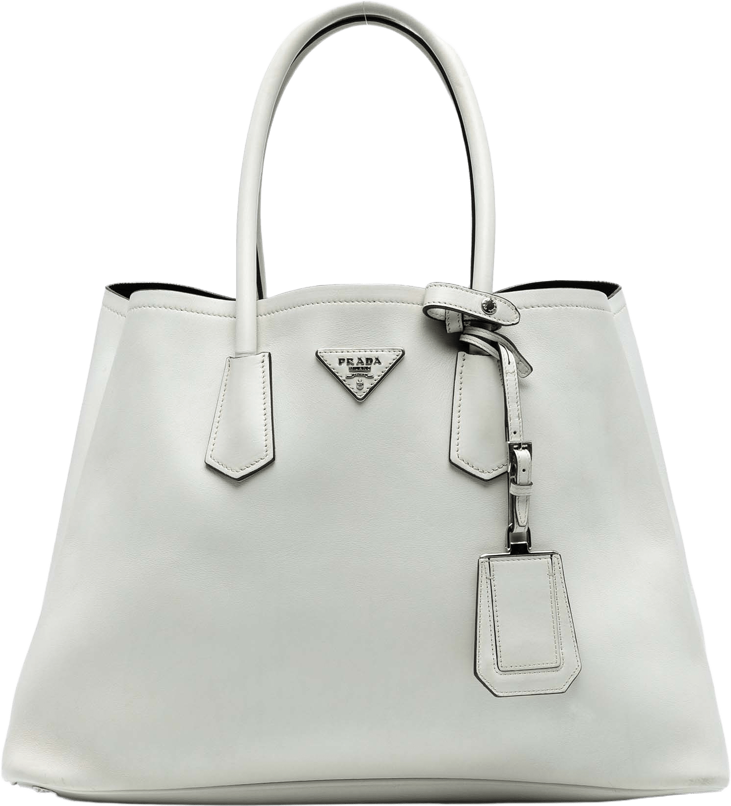 Prada Large City Calf Double Satchel, från Luxclusif, i färgen white.