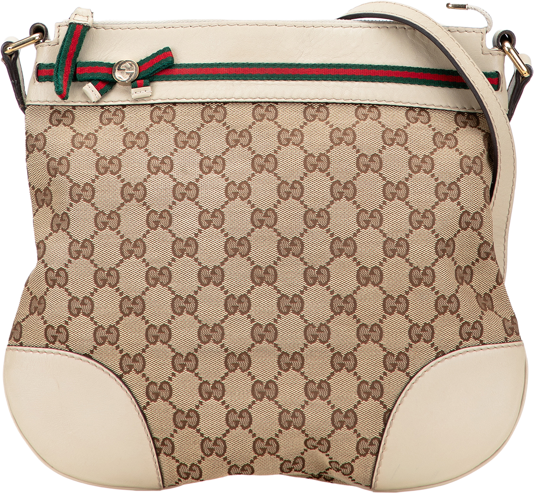 Gucci Gg Canvas Web Mayfair Crossbody, från Luxclusif, i färgen beige.