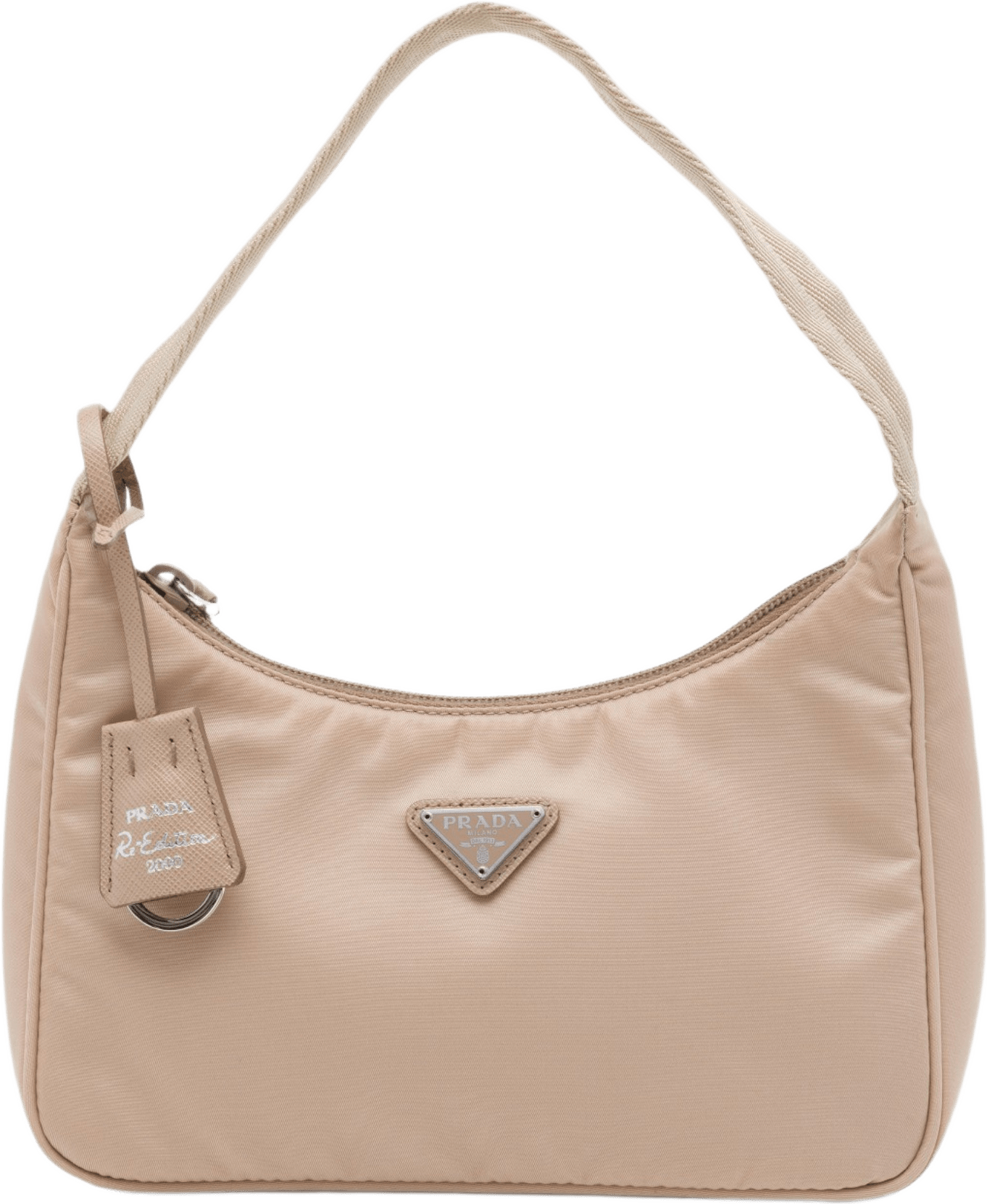 Prada Mini Tessuto Re Edition 2000 Shoulder Bag, från Luxclusif, i färgen beige.