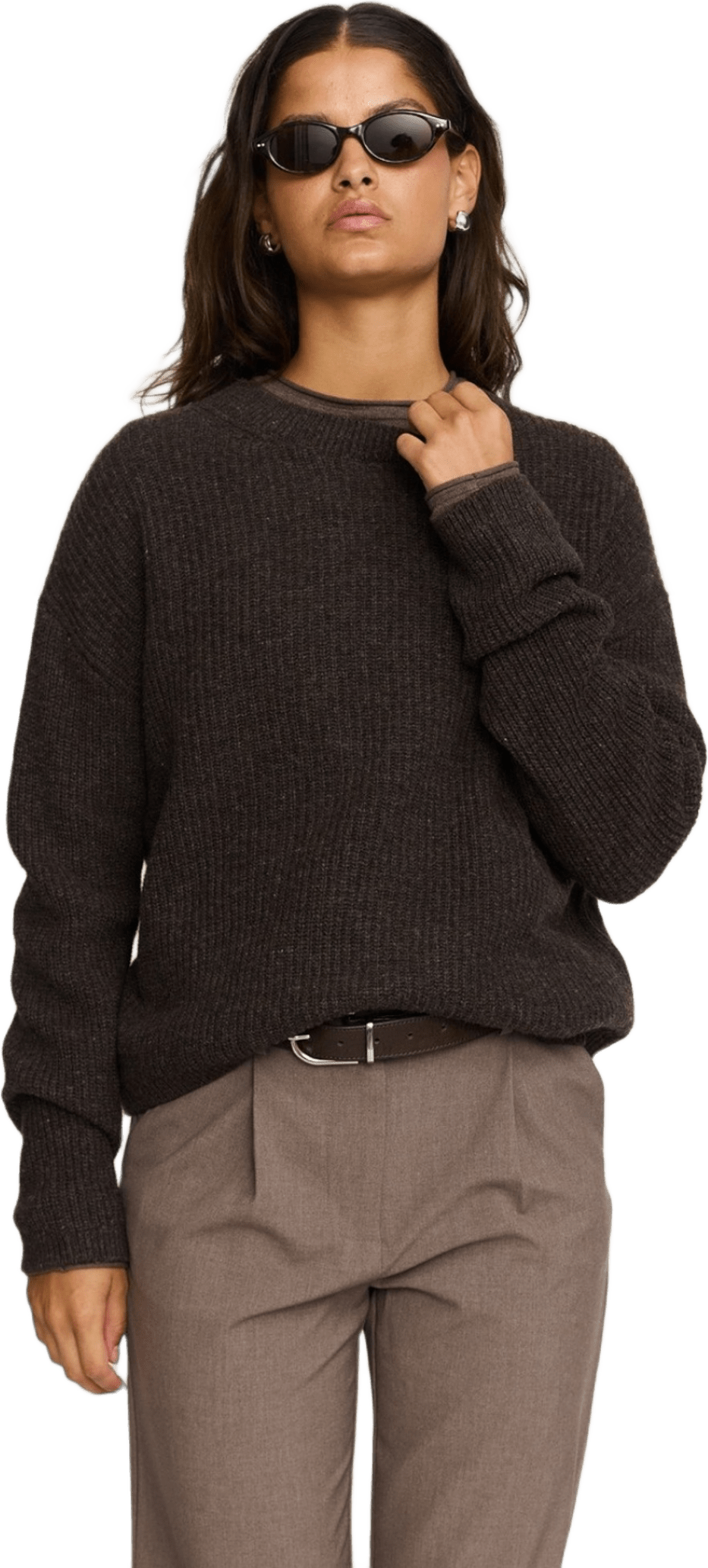 Srwest Knit - Coffee Quartz Melange, från Soft Rebels, i färgen coffee quartz melange.