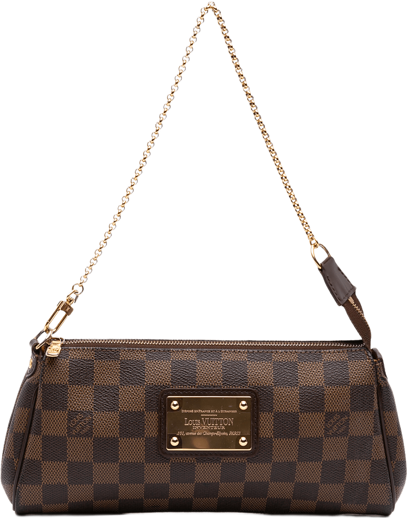 Louis Vuitton Damier Ebene Eva, från Luxclusif, i färgen brun.