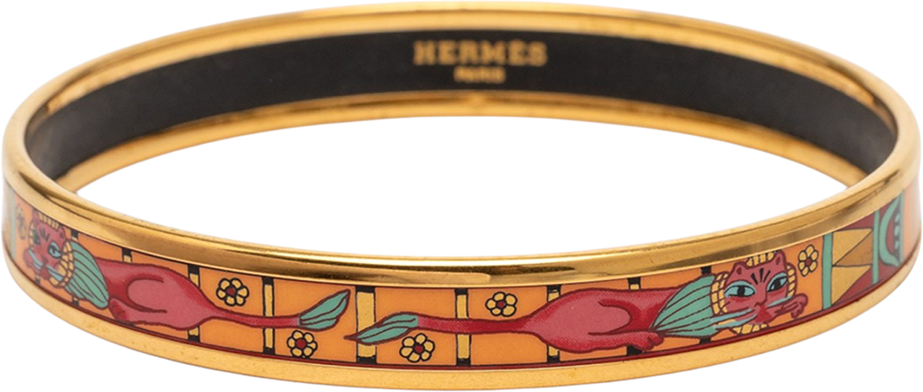 Hermès Narrow Animal Motif Enamel Bangle 62, från Luxclusif, i färgen gold.