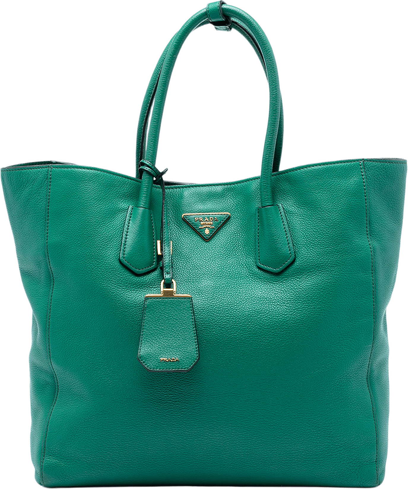 Prada Vitello Daino Open Convertible Tote, från Luxclusif, i färgen green.
