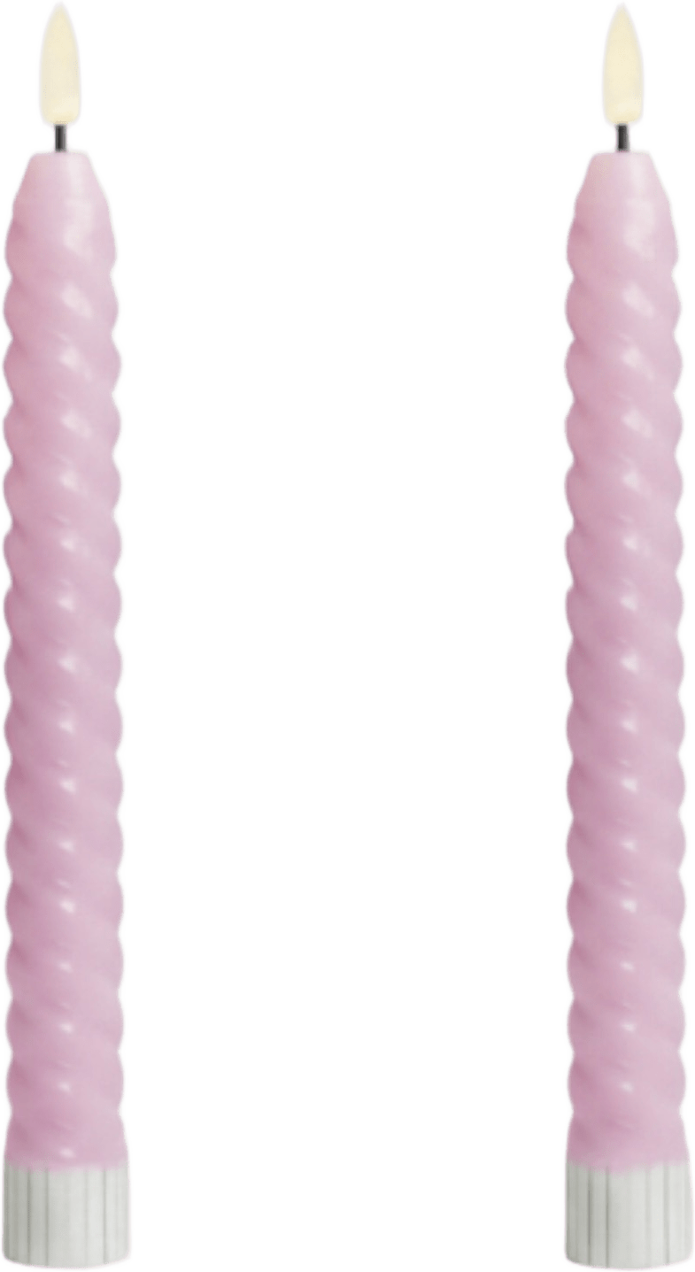 Vega Led-vridet Koniskt Ljus 22 Cm 2 St, från Led Nordic, i färgen rosa.