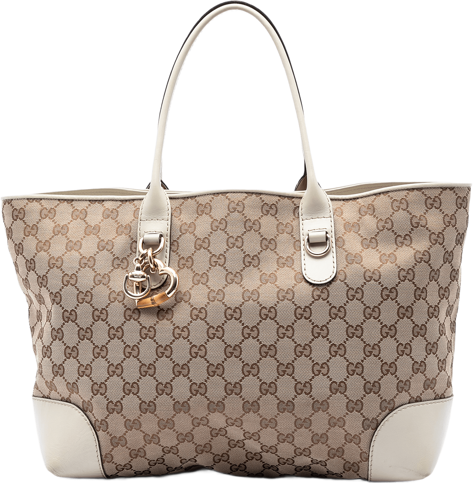 Gucci Gg Canvas Heart Bit Tote, från Luxclusif, i färgen vit.