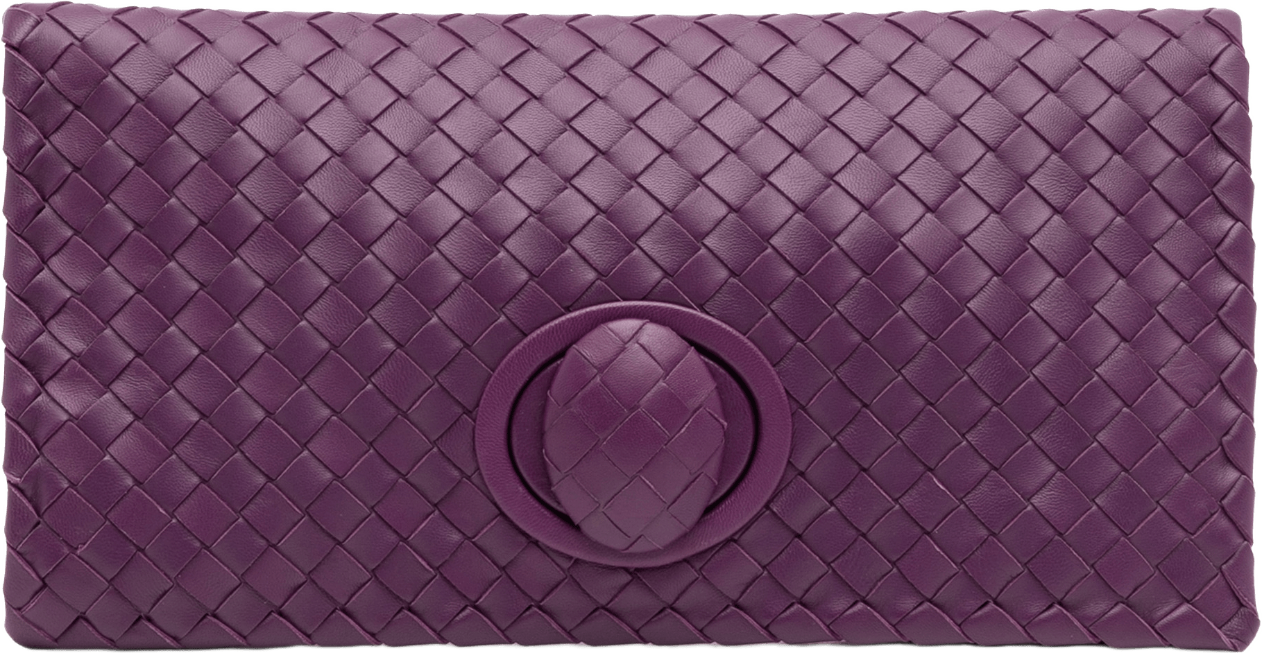 Bottega Veneta Nappa Intrecciato Turn Lock Clutch, från Luxclusif, i färgen dark purple.