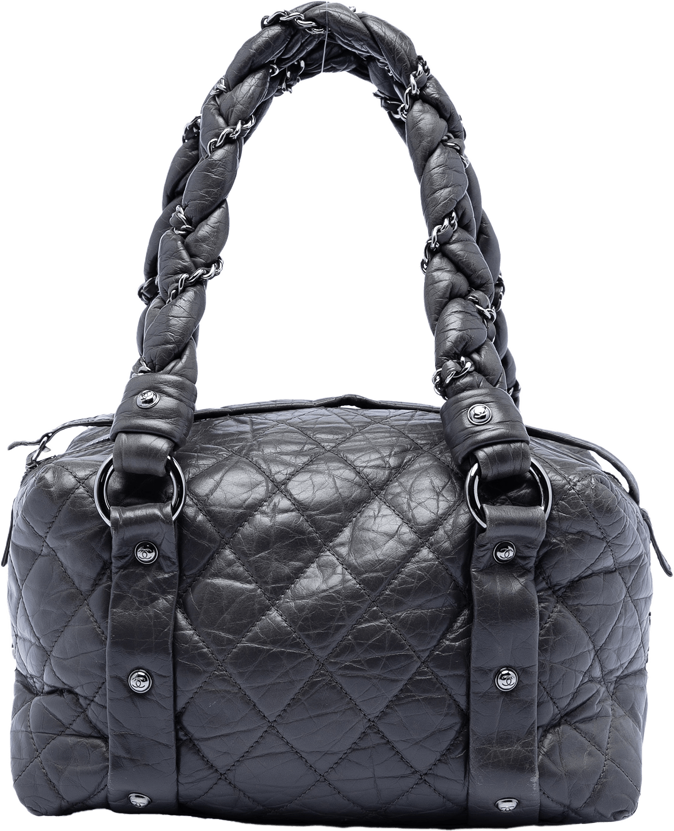 Chanel Small Distressed Lambskin Lady Braid Tote, från Luxclusif, i färgen black.