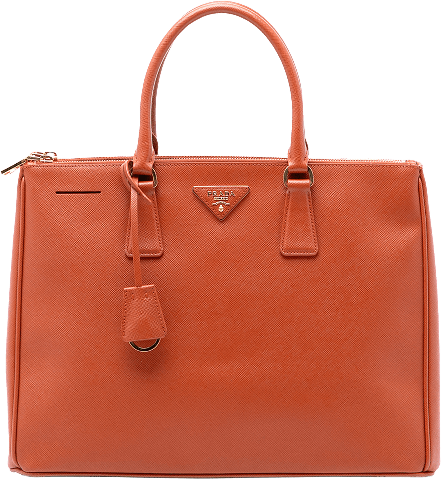 Prada Large Saffiano Lux Galleria Double Zip Satchel, från Luxclusif, i färgen orange.