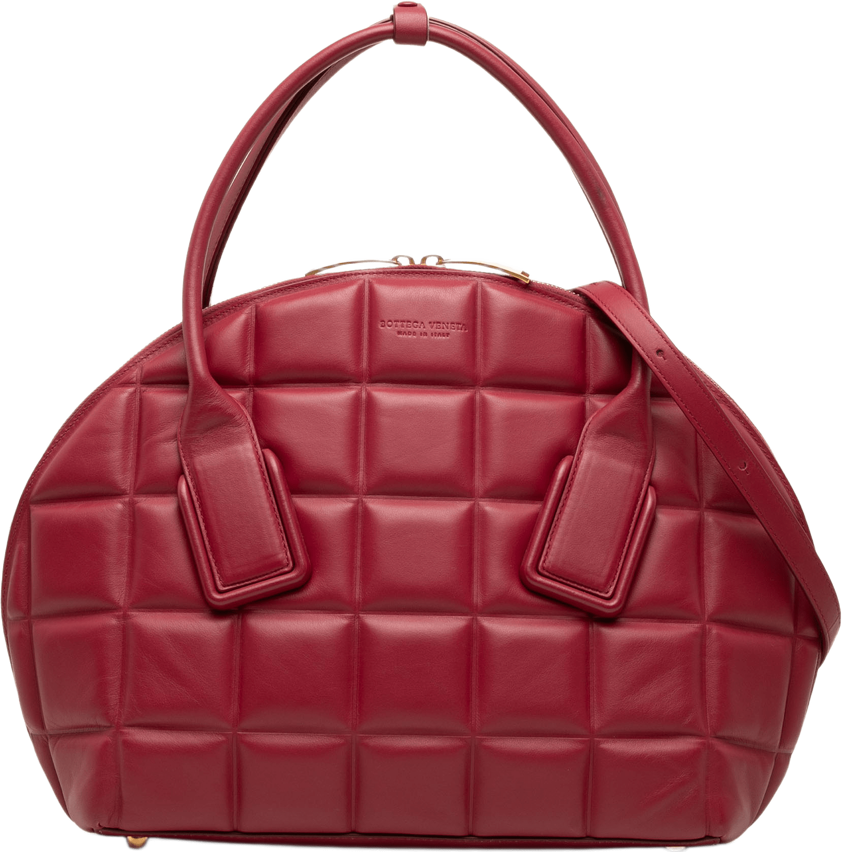 Bottega Veneta Medium Padded Leather Swoop Bag, från Luxclusif, i färgen röd.