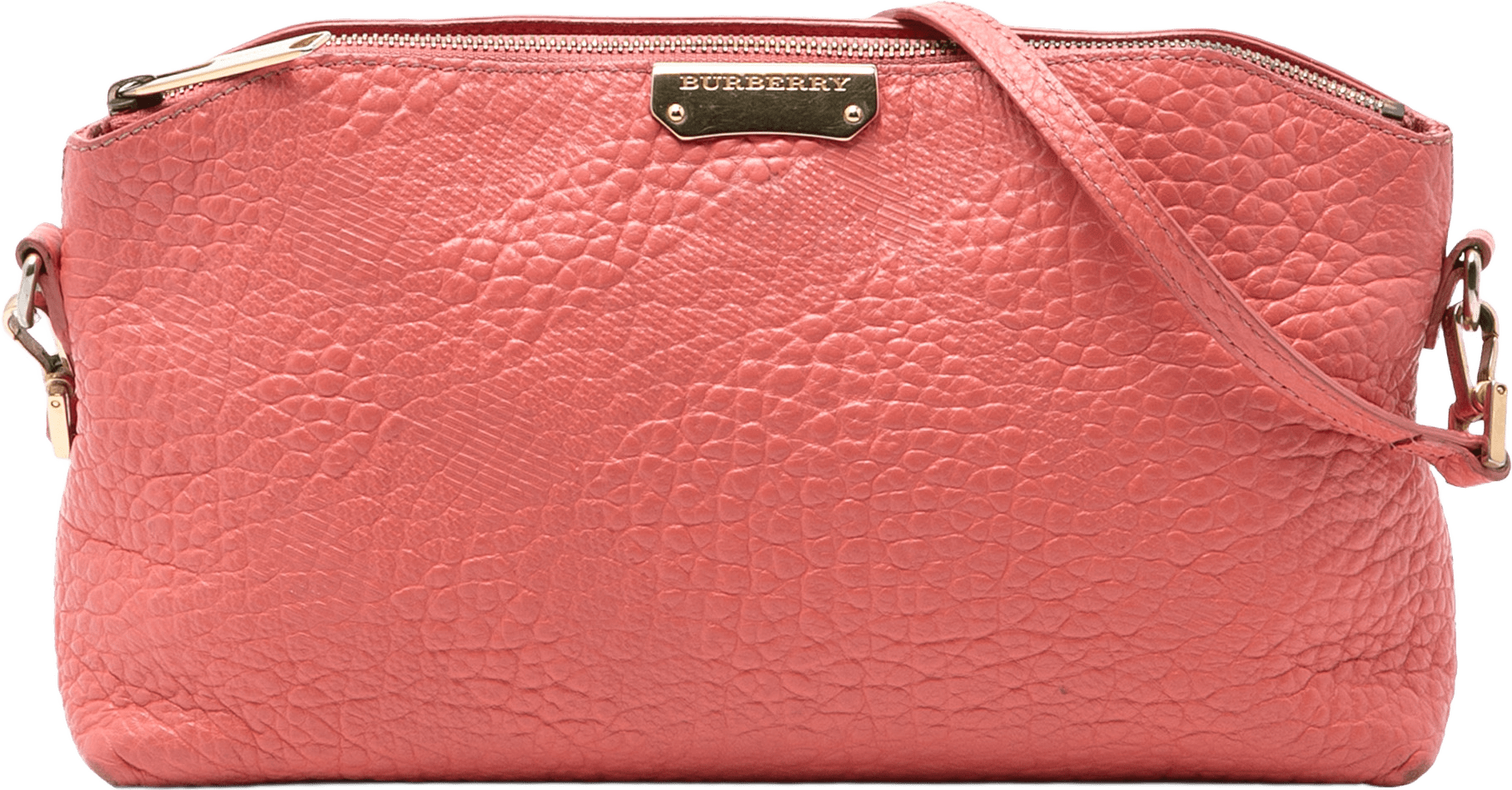 Burberry Small Grain Check Embossed Leather Chichester Crossbody, från Luxclusif, i färgen salmon.